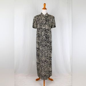 Vintage Maggy London Batik Print Silk 2 Piece Maxi Skirt & Shirt Dress Set 6